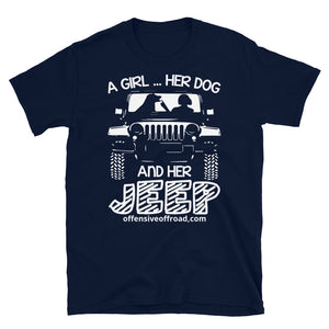 atomixstudios A Girl Her Dog and Her Jeep Unisex Short-Sleeve T-Shirt