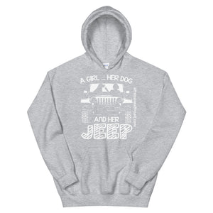 Offensive Offroad A Girl Her Dog & Her Jeep Unisex Hoodie