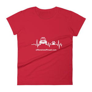 Offensive Offroad Jeep, Dog & Heartbeat women's short sleeve t-shirt