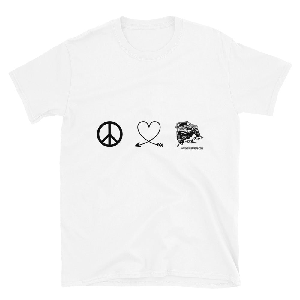 Offensive Offroad Peace Love Jeep Unisex Short-Sleeve T-Shirt