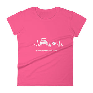 Offensive Offroad Jeep, Dog & Heartbeat women's short sleeve t-shirt