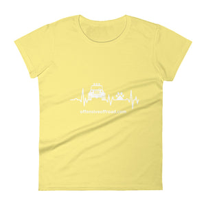 Offensive Offroad Jeep, Dog & Heartbeat women's short sleeve t-shirt