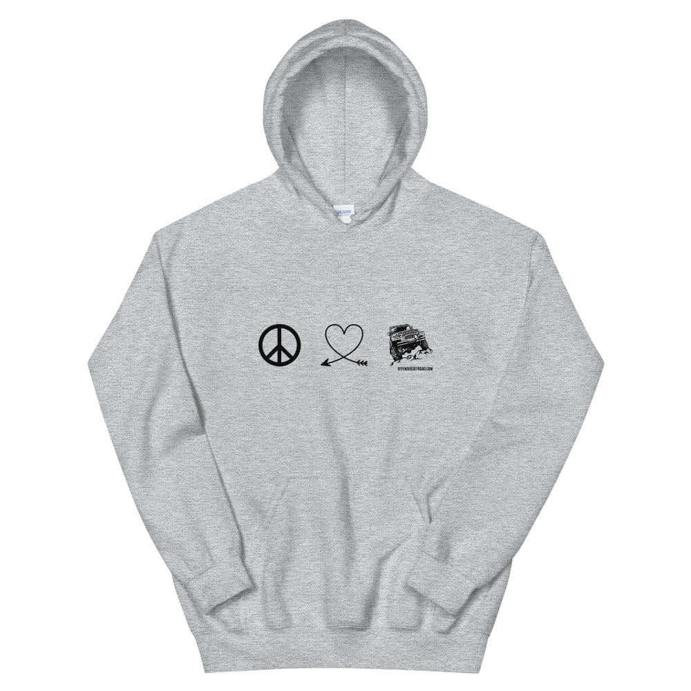 Offensive Offroad Peace Love Jeep Unisex Hoodie