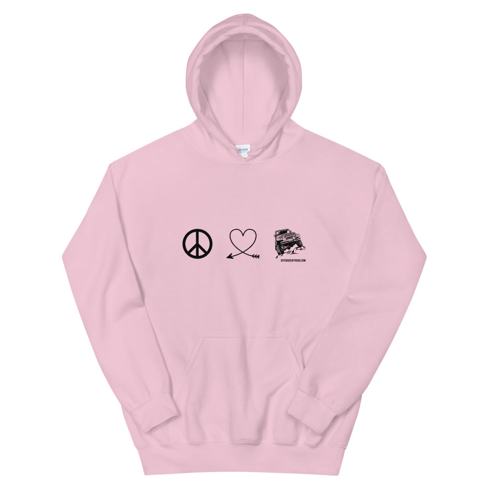 Offensive Offroad Peace Love Jeep Unisex Hoodie